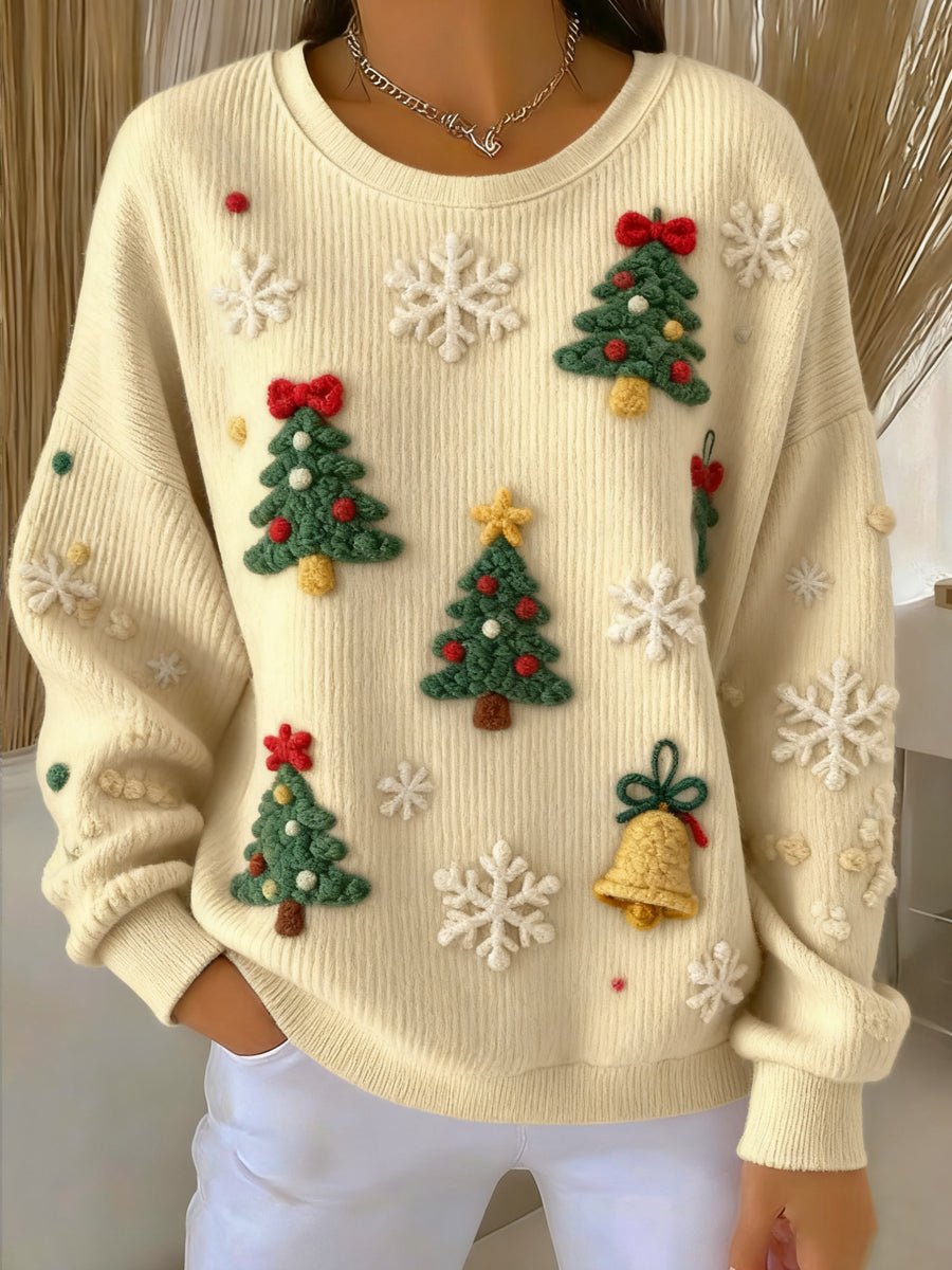 Vintage ženski pulover s okruglim izrezom za Božić - Udoban stil - nadiazagreb