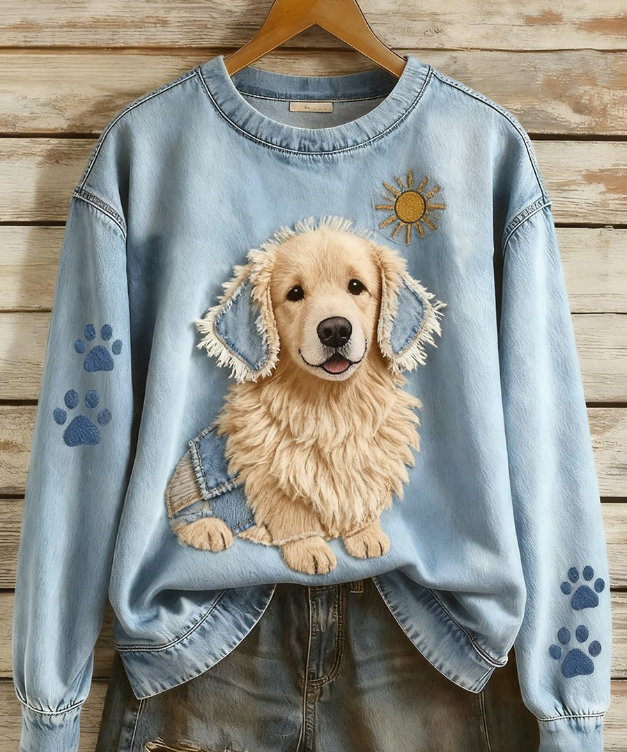 Ženska dukserica dugih rukava u retro patchwork dizajnu s životinjskim uzorkom - nadiazagreb