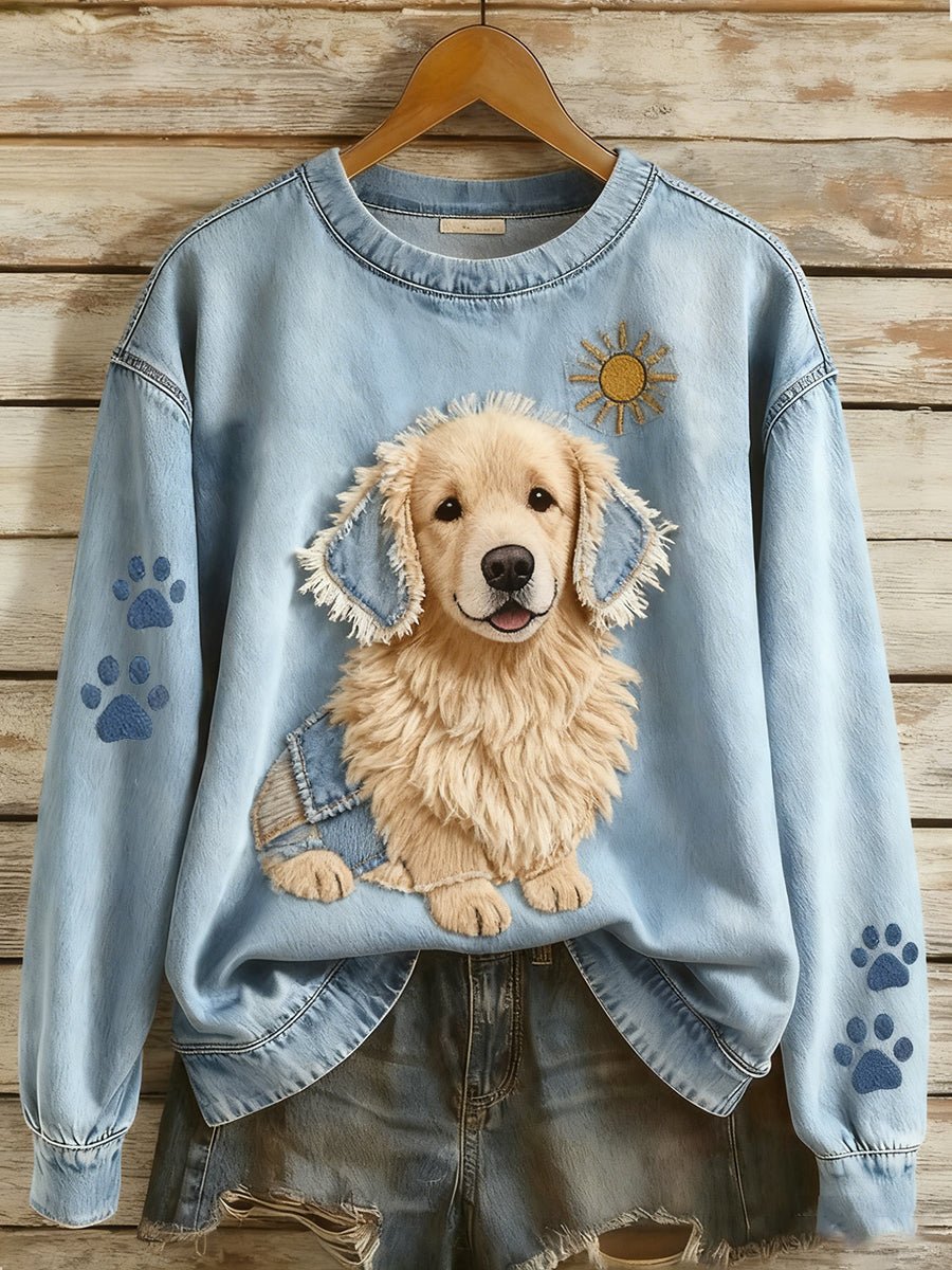 Ženska dukserica dugih rukava u retro patchwork dizajnu s životinjskim uzorkom - nadiazagreb