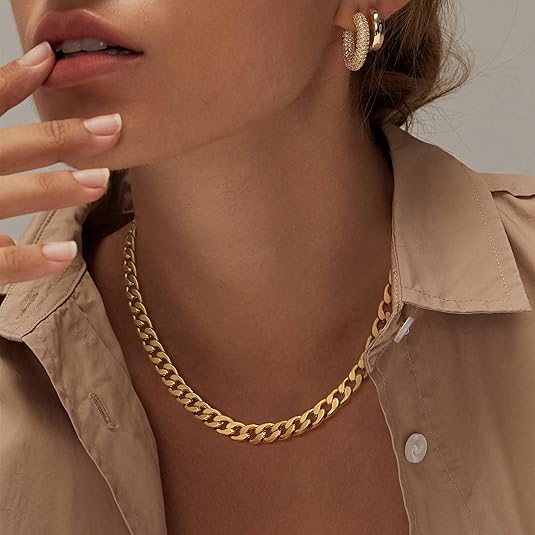 Zlatne Chunky Cuban Link Naušnice - nadiazagreb